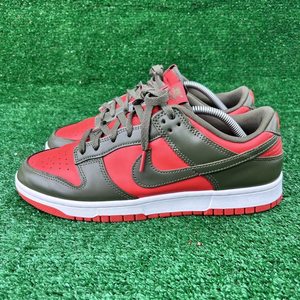 Nike Dunk Low Mystic Red Cargo Khaki Mens 10.5 DV0833-600‎ Sneakers